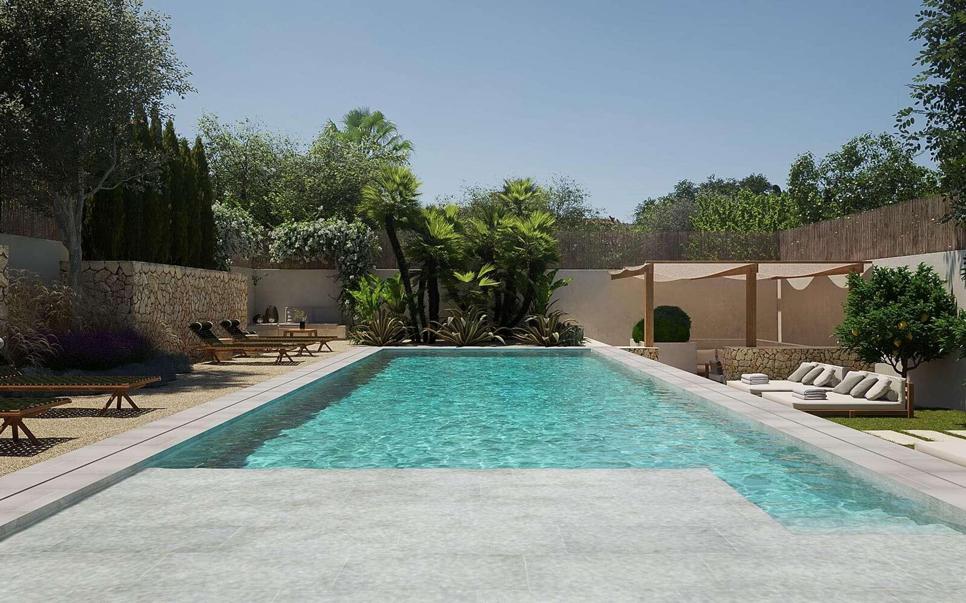 Pool mit Garten/piscina con jardín/pool with garden